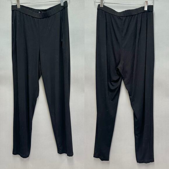 Eileen Fisher System Black Stretch Jersey Knit Straight Leg Pant Size Small - Picture 9 of 14